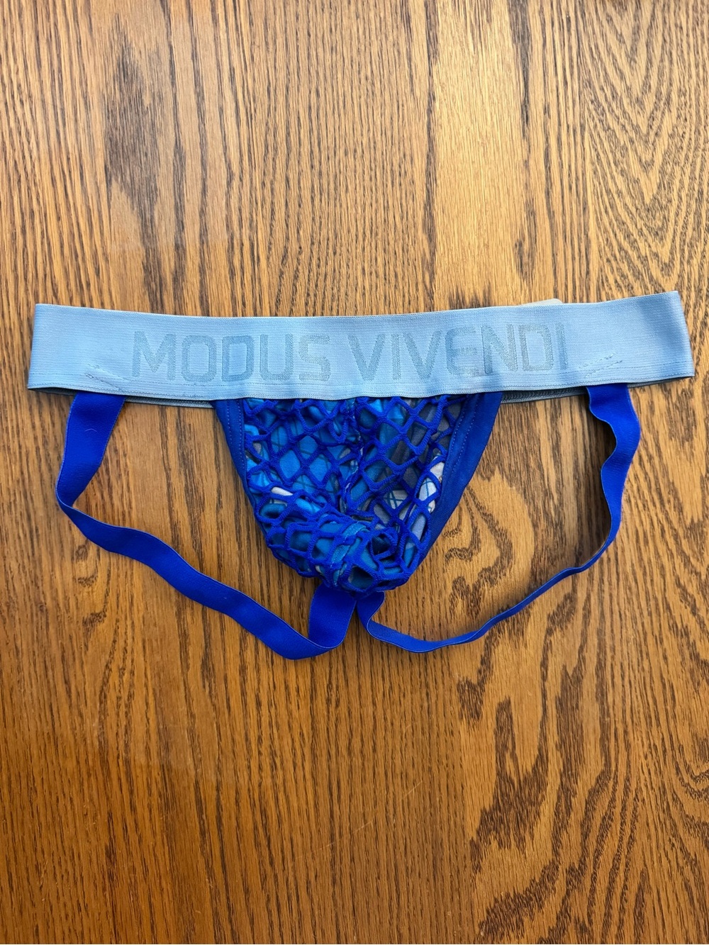 Men’s Modus Vivendi Camo/Fishnet Jockstrap in Blue (L-32/34) - NWT